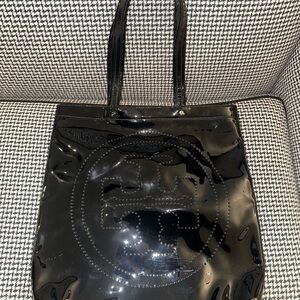 Tory Burch Black Patent Leather Tote Bag